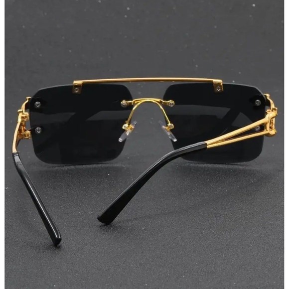 UV400 Retro Rimless Sunglasses For Men Steampunk Outdoor Cycling Sunglasses - Picture 5 of 8